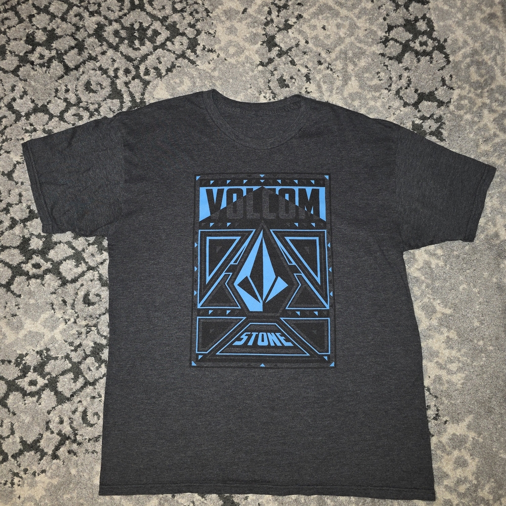 Volcom Dark Gray and Blue Graphic Tee